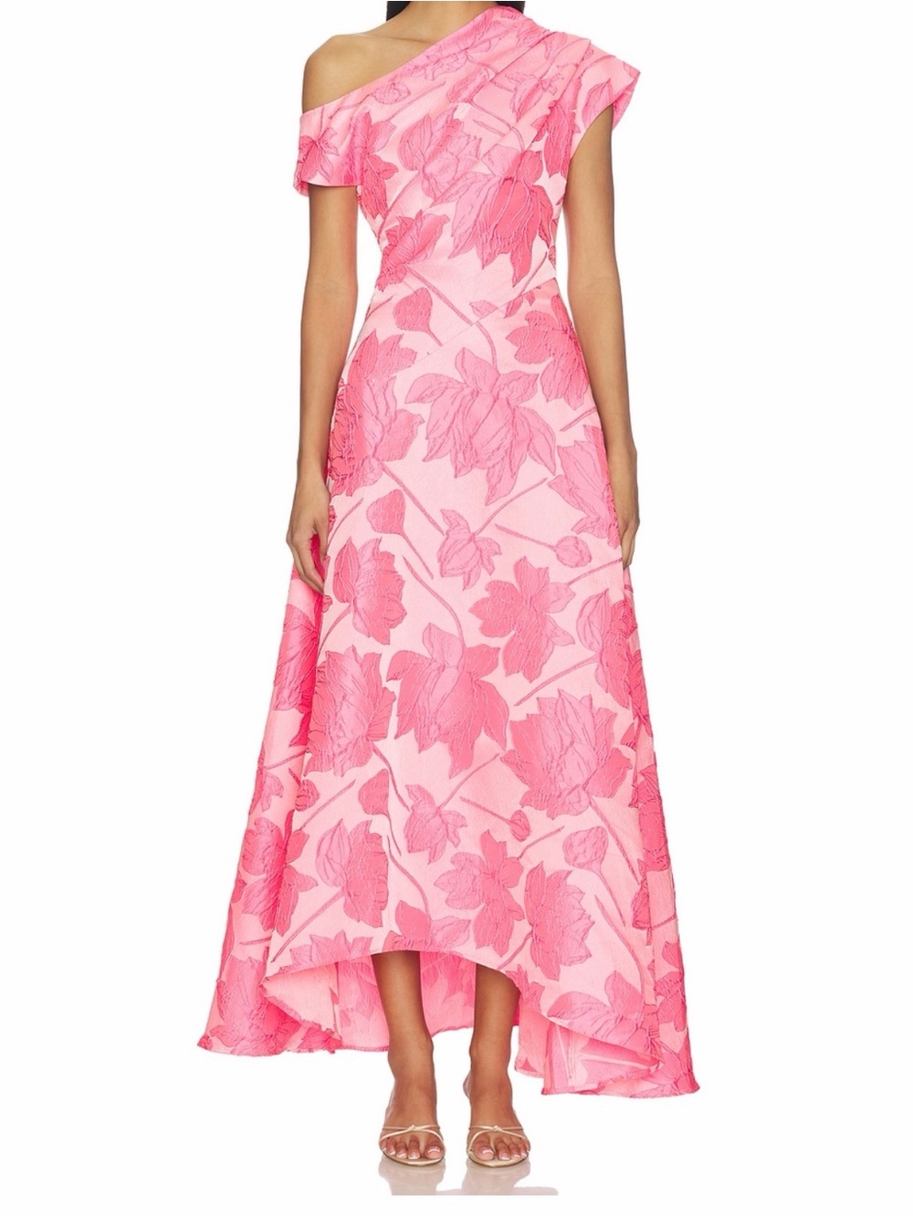 Elliatt Pink One-Shoulder Floral Maxi Dress